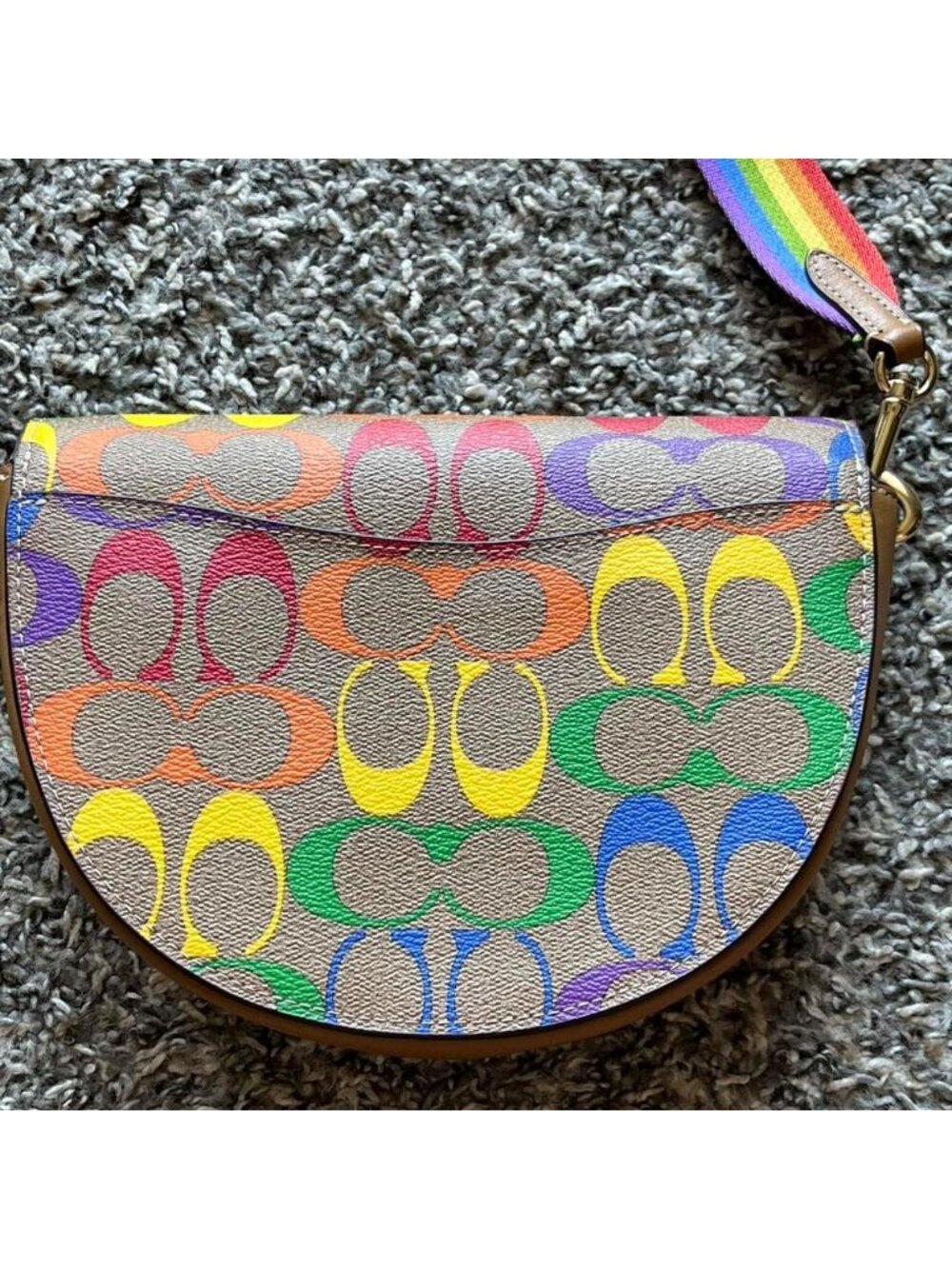 Coach Rainbow Semi-Circle Flap Crossbody Bag Limited Edition Pride Crossgrain - Picture 6 of 7